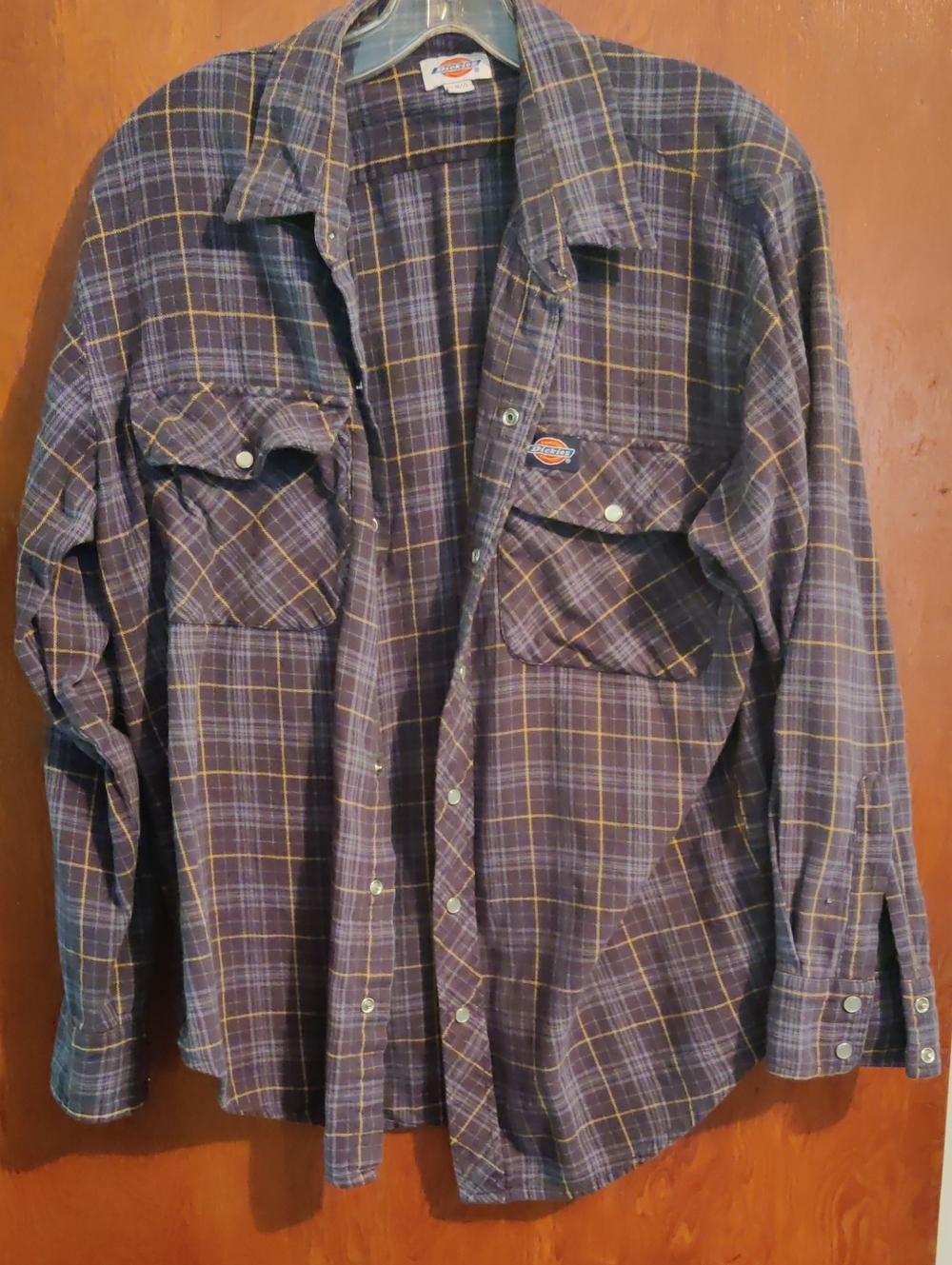 Dickies Purple & Yellow Plaid Button-Front Work Shirt